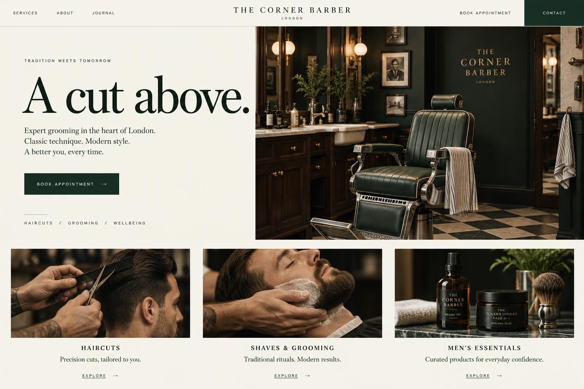 The Corner Barber concept website design